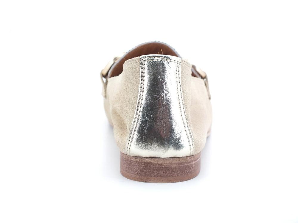 DIVINE FOLLIE Mocassino Suede Lamè Animalier Leopard Beige Oro 175-01 - Sandrini Calzature e Abbigliamento
