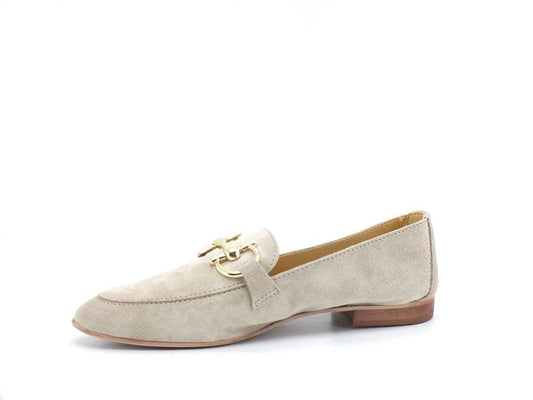 DIVINE FOLLIE Mocassino Suede Morsetto Gold Beige Sabbia 25-FM - Sandrini Calzature e Abbigliamento