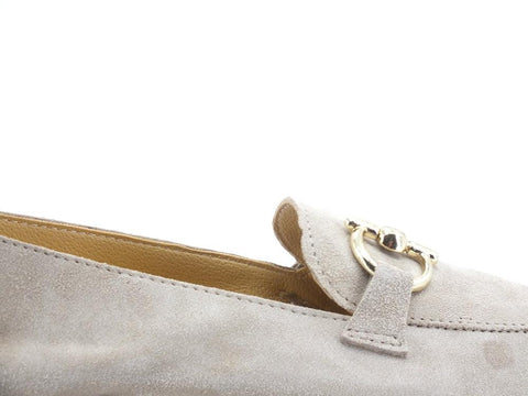 DIVINE FOLLIE Mocassino Suede Morsetto Gold Beige Sabbia 25-FM - Sandrini Calzature e Abbigliamento