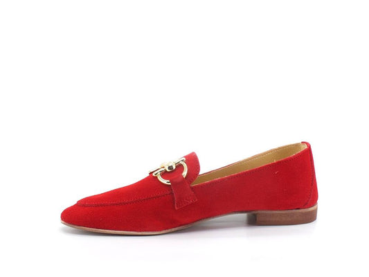 DIVINE FOLLIE Mocassino Suede Morsetto Gold Rosso 25-FM - Sandrini Calzature e Abbigliamento