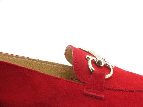 DIVINE FOLLIE Mocassino Suede Morsetto Gold Rosso 25-FM - Sandrini Calzature e Abbigliamento