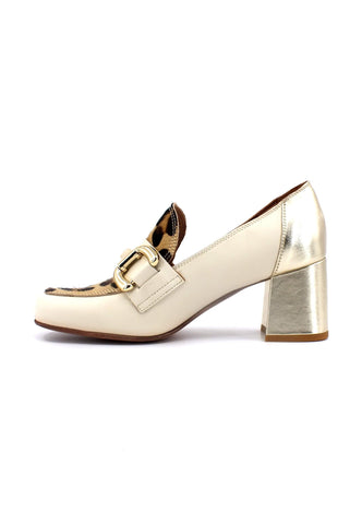 DIVINE FOLLIE Mocassino Tacco Donna Leo Crudo 5617-02F - Sandrini Calzature e Abbigliamento