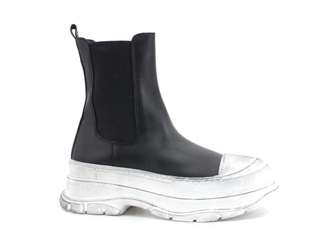 DIVINE FOLLIE Polacco Stivaletto Elastici Combact Nero DF2101 - Sandrini Calzature e Abbigliamento