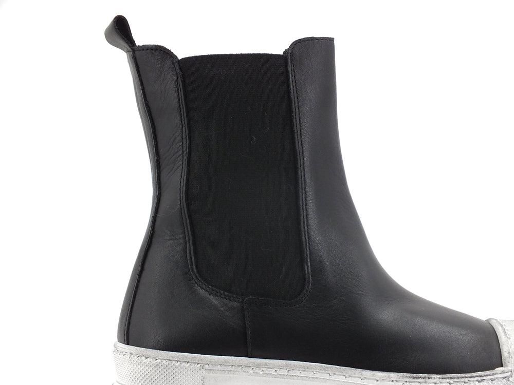 DIVINE FOLLIE Polacco Stivaletto Elastici Combact Nero DF2101 - Sandrini Calzature e Abbigliamento