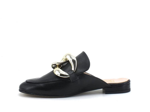 DIVINE FOLLIE Sabot Fibbia Laminato Nero 190 - Sandrini Calzature e Abbigliamento