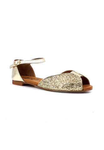 DIVINE FOLLIE Sandalo Minorchina Donna Glitter Oro Platino 20707 - Sandrini Calzature e Abbigliamento