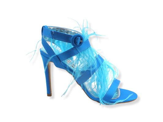 DIVINE FOLLIE Sandalo Tacco Alto Piume Bluette 103 - Sandrini Calzature e Abbigliamento