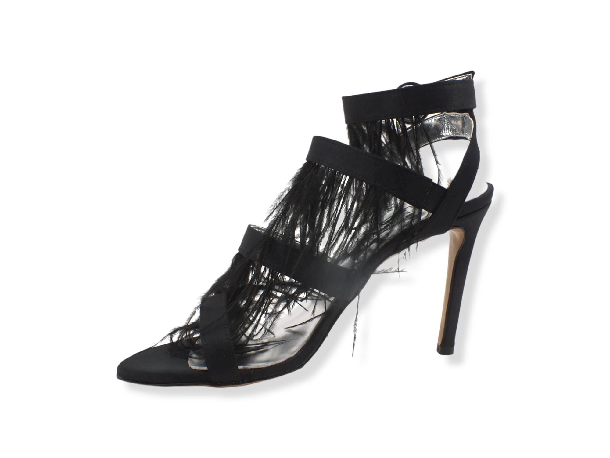 DIVINE FOLLIE Sandalo Tacco Alto Piume Bluette 103 - Sandrini Calzature e Abbigliamento