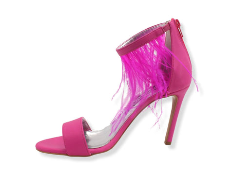 DIVINE FOLLIE Sandalo Tacco Alto Piume Zip Rosa Fuxia 102 - Sandrini Calzature e Abbigliamento