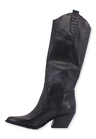 DIVINE FOLLIE Stivale Texano Alto Borchiette Nero DF2203 - Sandrini Calzature e Abbigliamento