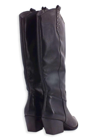 DIVINE FOLLIE Stivale Texano Alto Borchiette Nero DF2203 - Sandrini Calzature e Abbigliamento