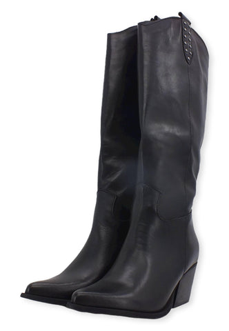 DIVINE FOLLIE Stivale Texano Alto Borchiette Nero DF2203 - Sandrini Calzature e Abbigliamento