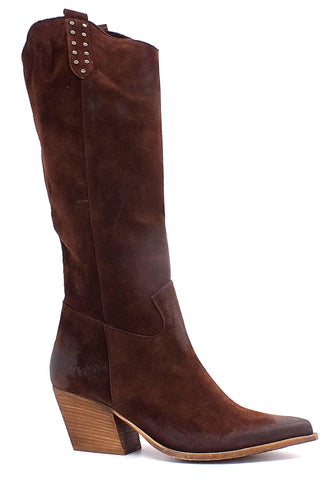 DIVINE FOLLIE Stivale Texano Borchiette Donna Marrone DF2203 - Sandrini Calzature e Abbigliamento