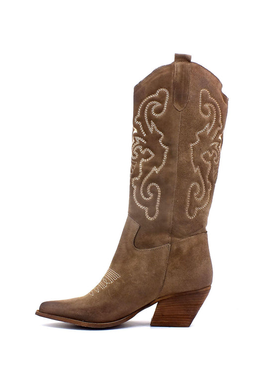 DIVINE FOLLIE Stivale Texano Donna Taupe DFI202 - Sandrini Calzature e Abbigliamento