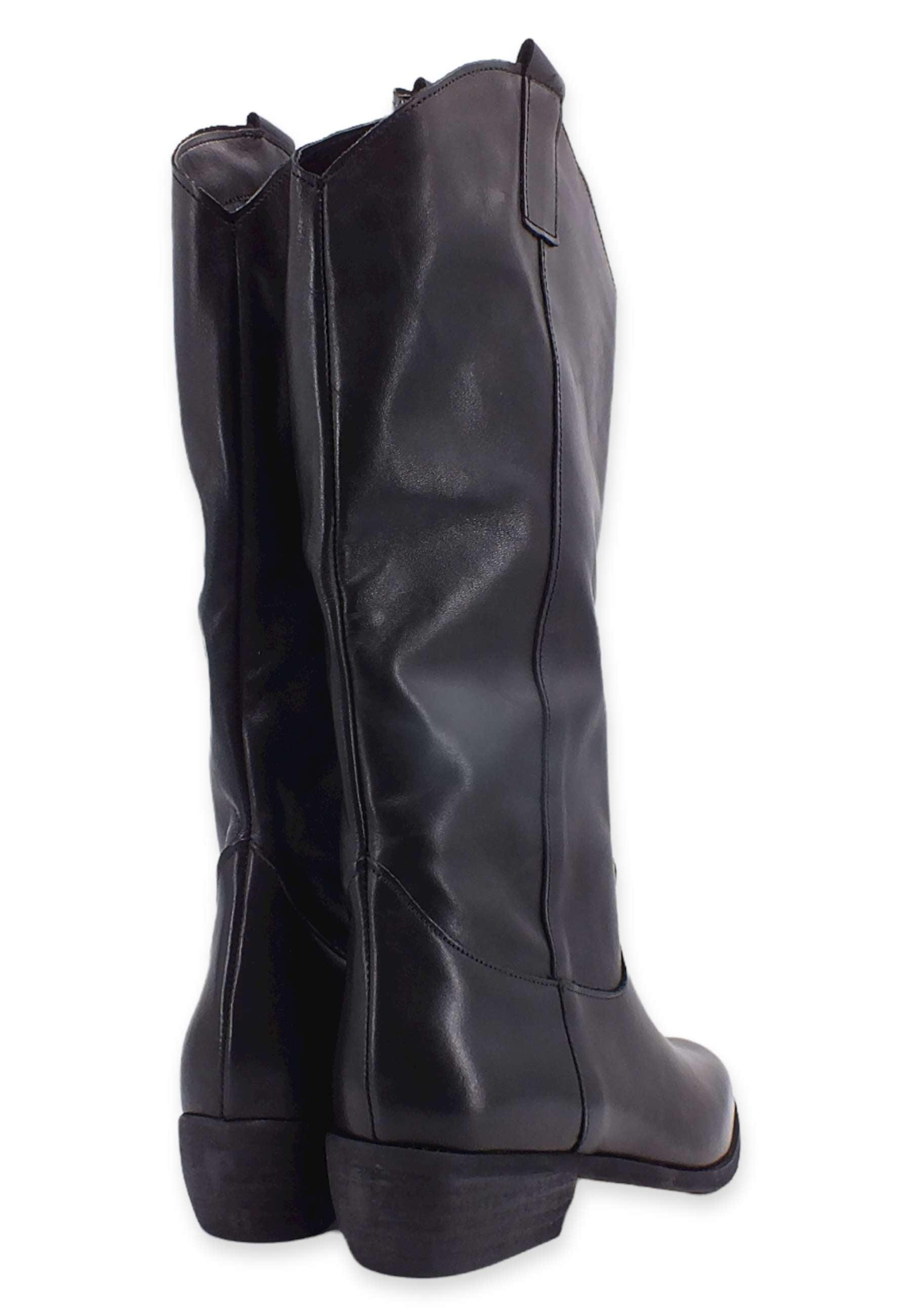 DIVINE FOLLIE Stivale Texano Leather Nero DF610 - Sandrini Calzature e Abbigliamento