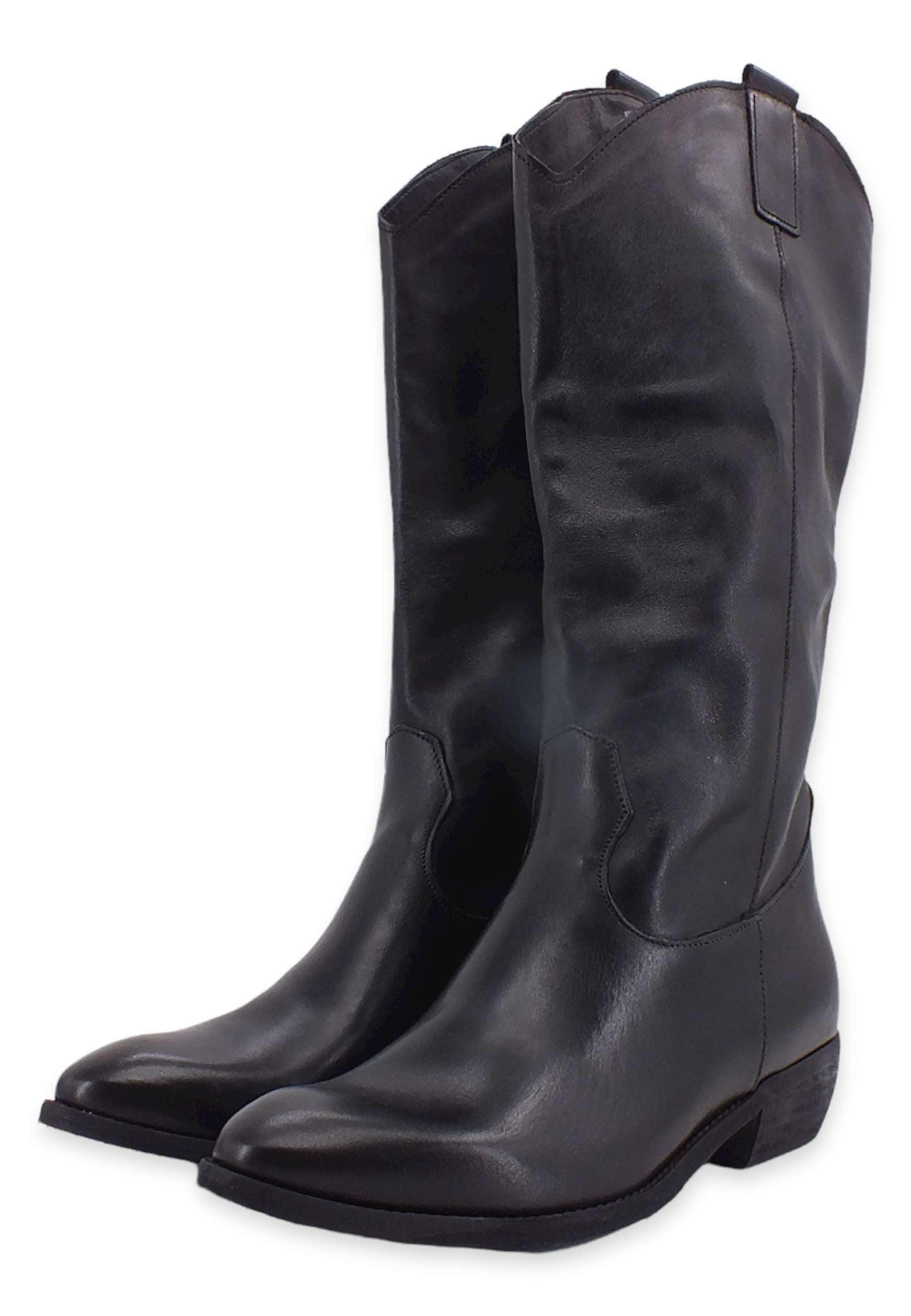 DIVINE FOLLIE Stivale Texano Leather Nero DF610 - Sandrini Calzature e Abbigliamento