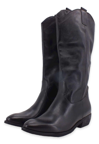 DIVINE FOLLIE Stivale Texano Leather Nero DF610 - Sandrini Calzature e Abbigliamento
