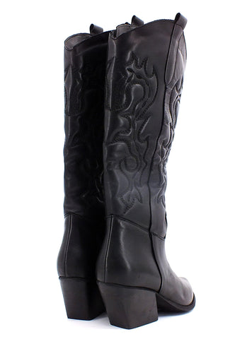 DIVINE FOLLIE Stivale Texano Ricamo Donna Nero DF2202 - Sandrini Calzature e Abbigliamento