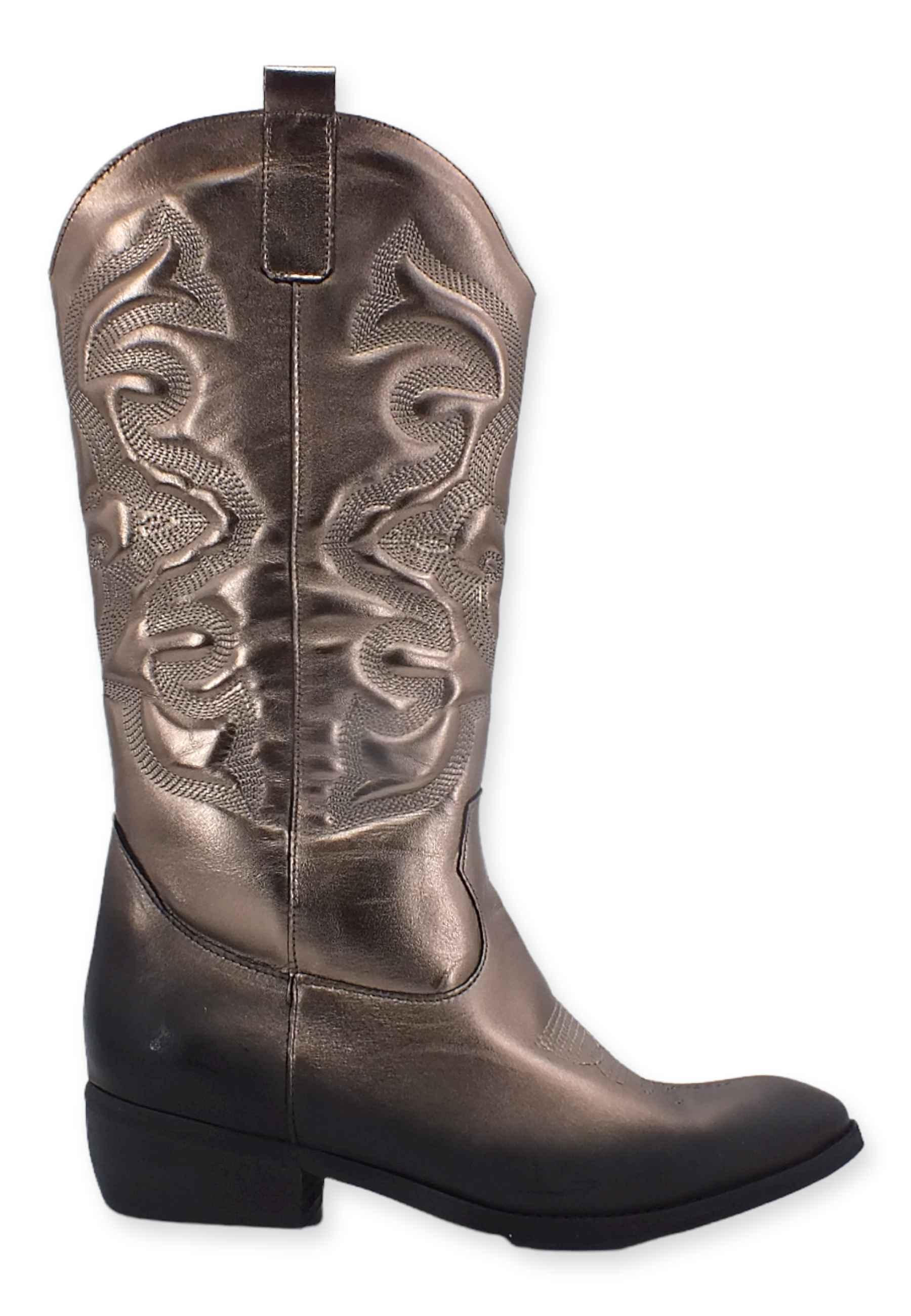 DIVINE FOLLIE Stivale Texano Ricamo Grigio Stone DF607LM - Sandrini Calzature e Abbigliamento