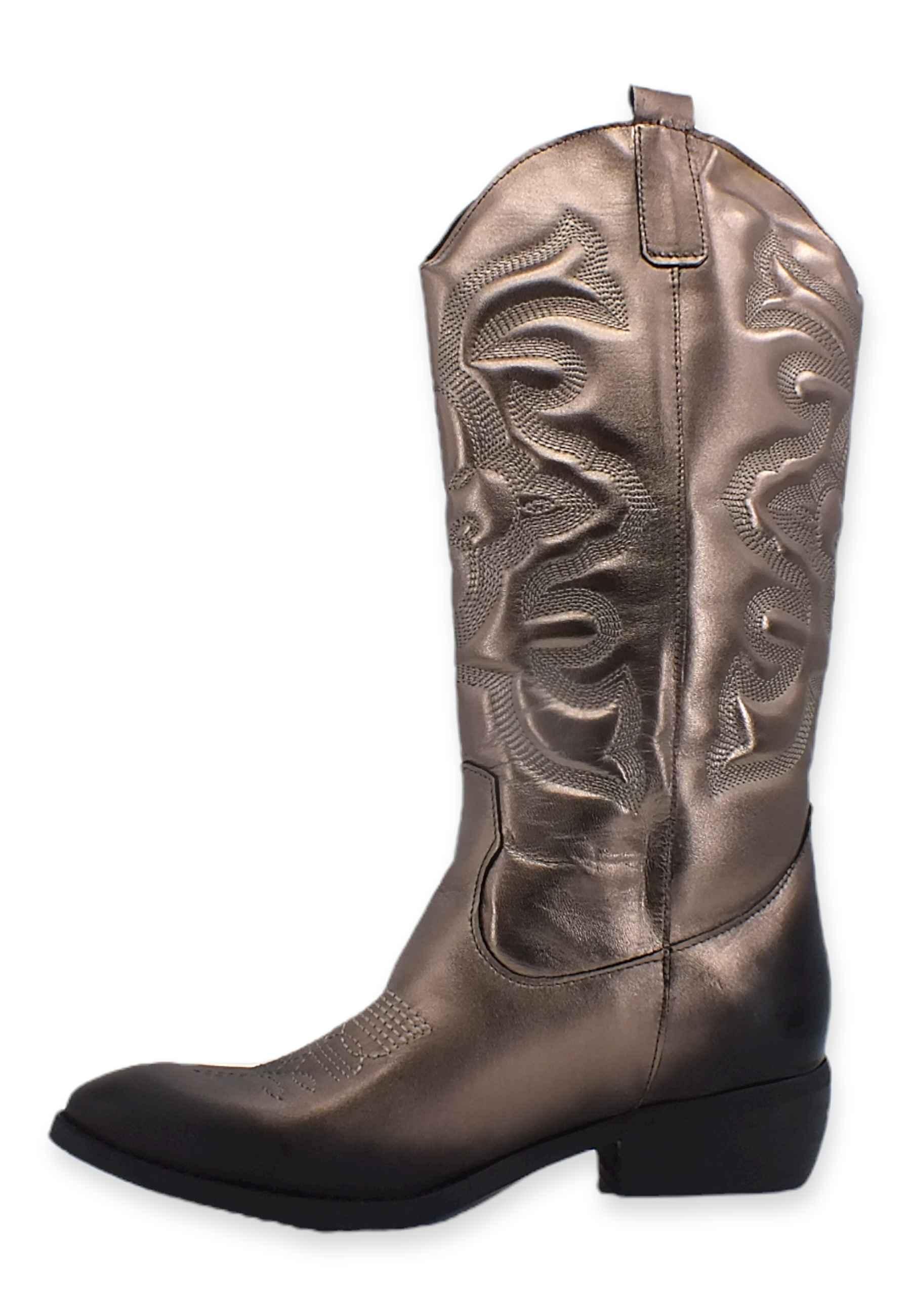 DIVINE FOLLIE Stivale Texano Ricamo Grigio Stone DF607LM - Sandrini Calzature e Abbigliamento