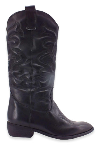 DIVINE FOLLIE Stivale Texano Ricamo Nero DF607 - Sandrini Calzature e Abbigliamento