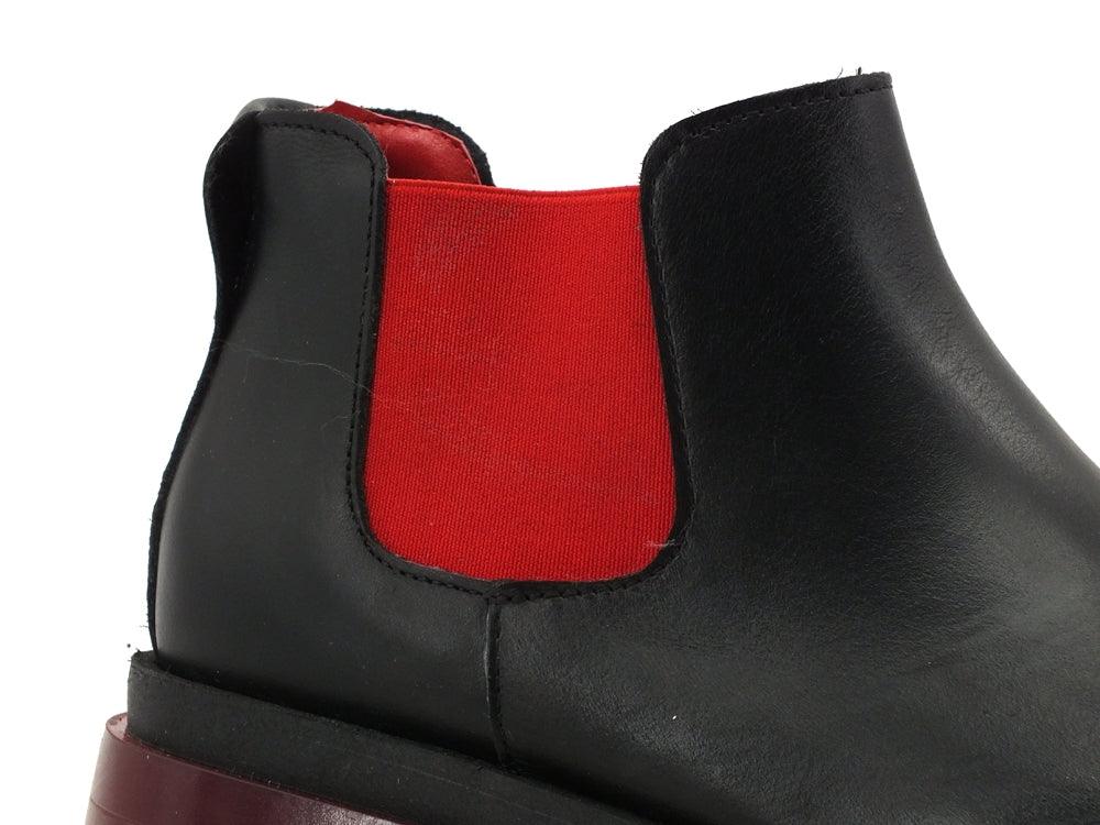 DIVINE FOLLIE Stivaletto Polacco Carrarmato Bicolor Nero Rosso CD01 - Sandrini Calzature e Abbigliamento