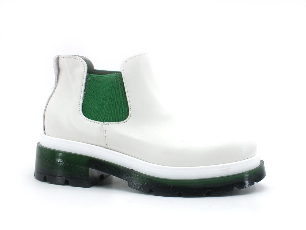 DIVINE FOLLIE Stivaletto Polacco Carrarmato Bicolor White Green CD01 - Sandrini Calzature e Abbigliamento