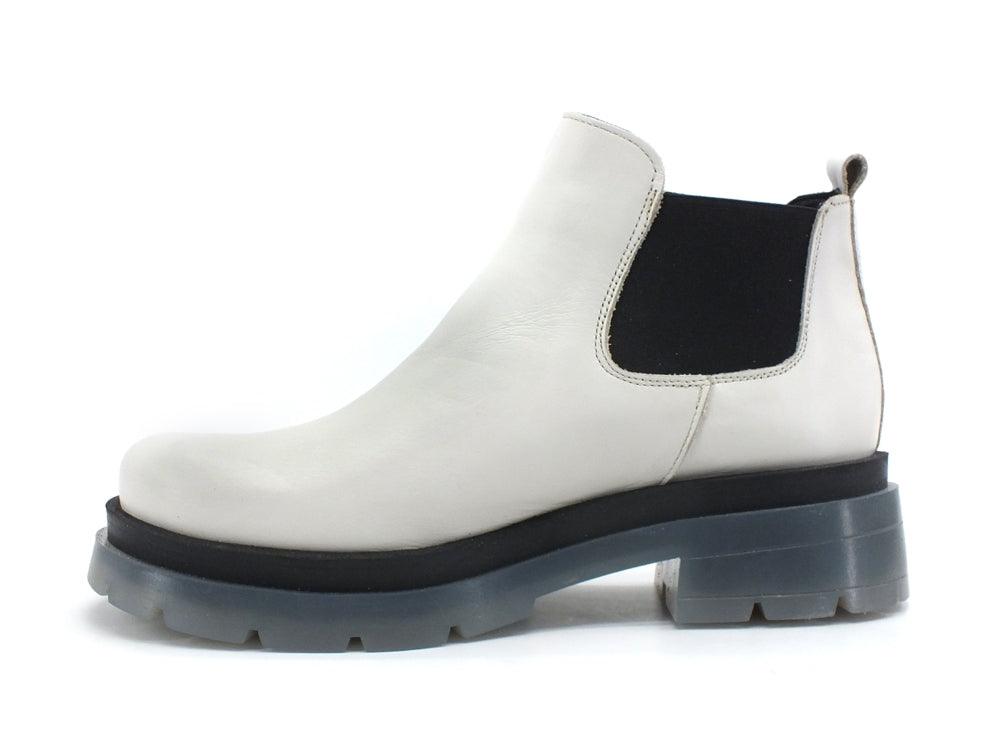 DIVINE FOLLIE Stivaletto Polacco Elastici Bicolor Carrarmato Off White Ice DFB04 - Sandrini Calzature e Abbigliamento