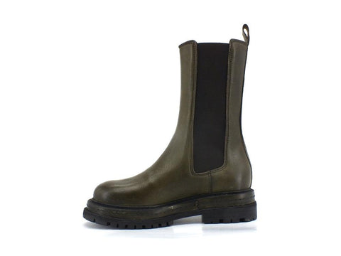 DIVINE FOLLIE Stivaletto Polacco Elastici Bicolor Verde Oliva BRISTOL03 - Sandrini Calzature e Abbigliamento