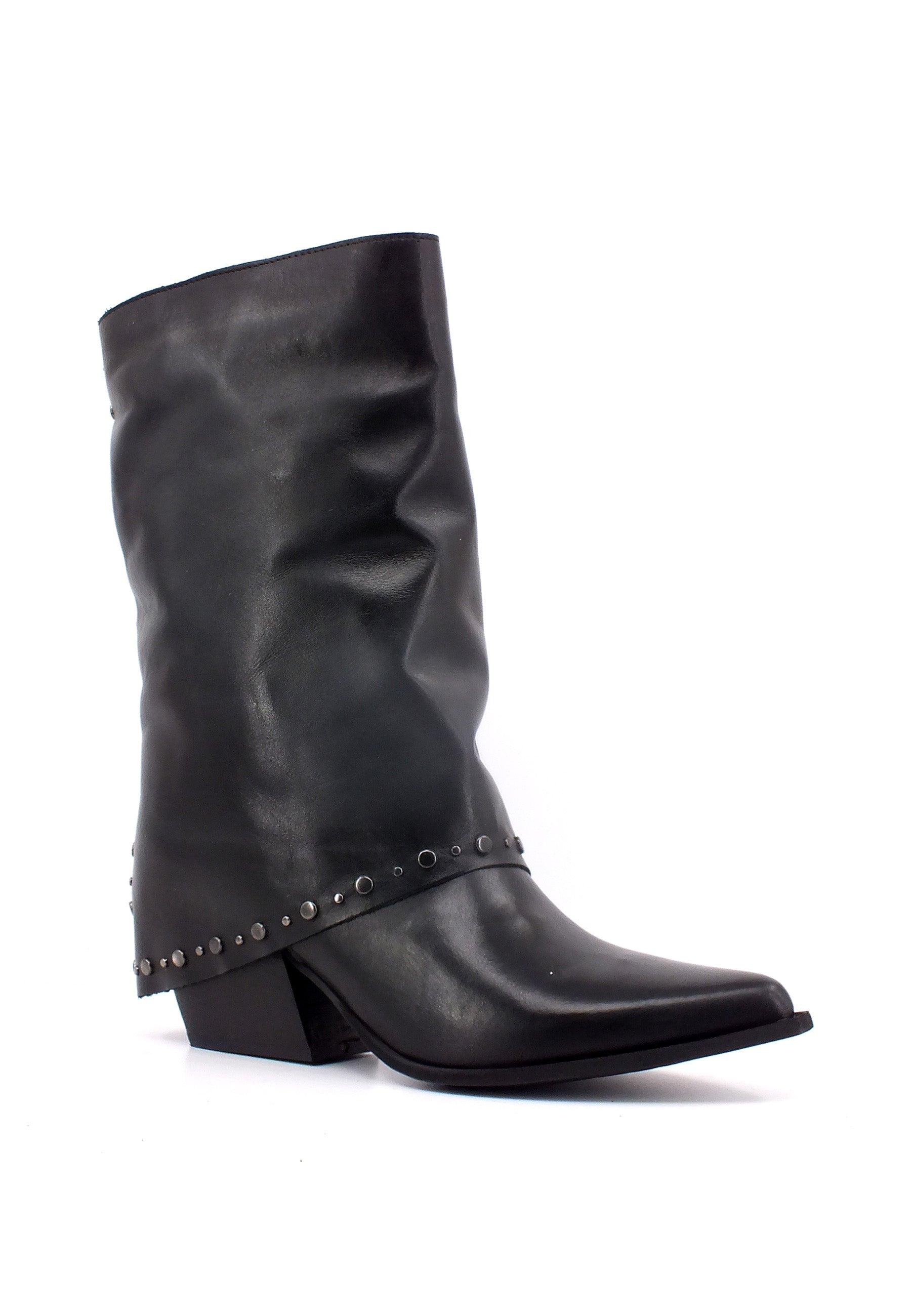 DIVINE FOLLIE Stivaletto Texano Borchie Nero A11 - Sandrini Calzature e Abbigliamento