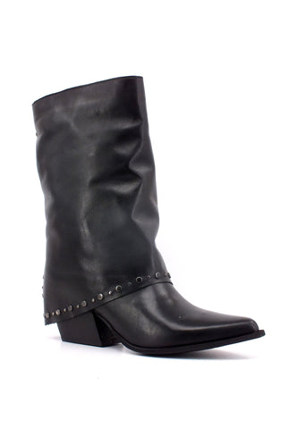 DIVINE FOLLIE Stivaletto Texano Borchie Nero A11 - Sandrini Calzature e Abbigliamento