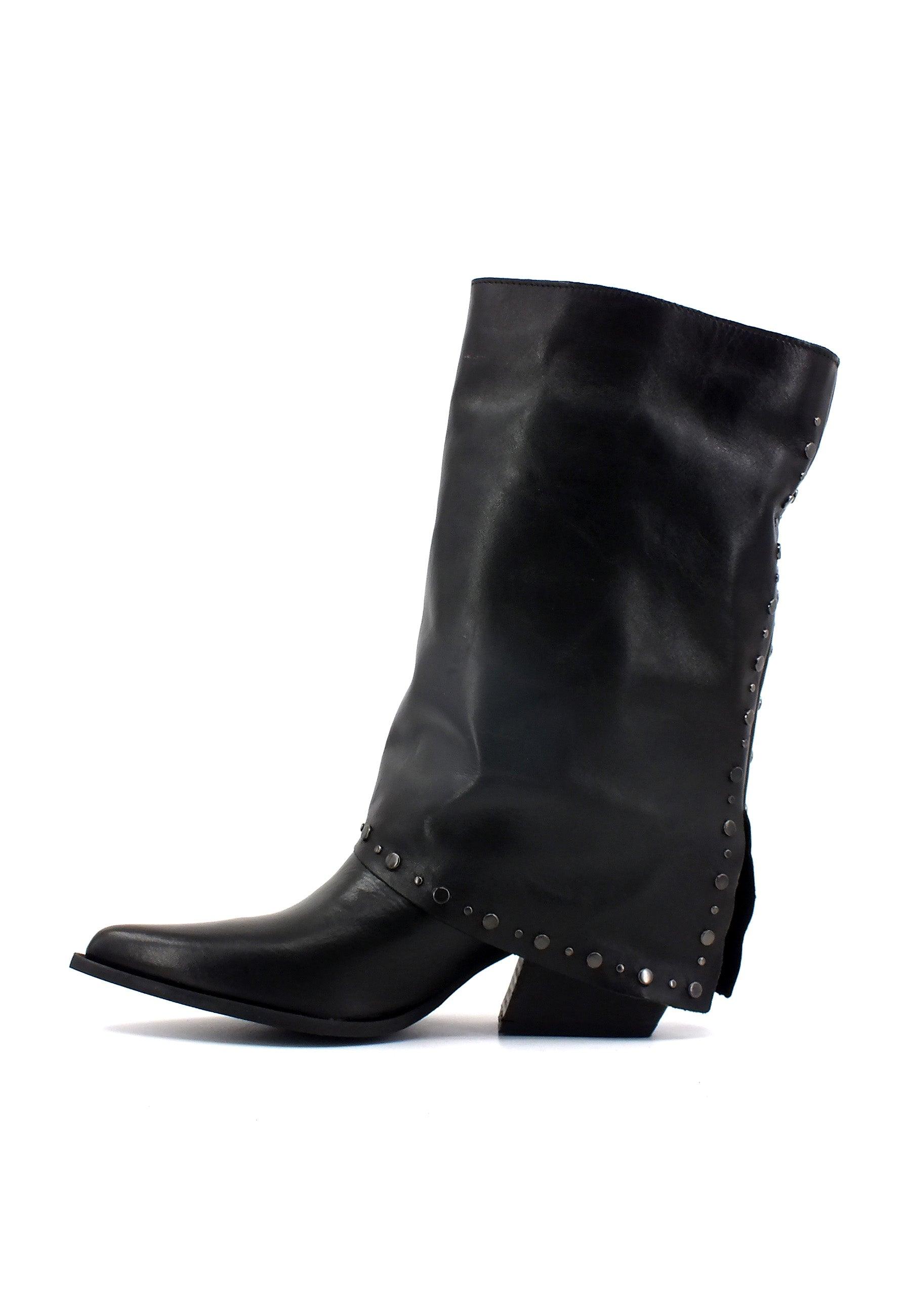 DIVINE FOLLIE Stivaletto Texano Borchie Nero A11 - Sandrini Calzature e Abbigliamento