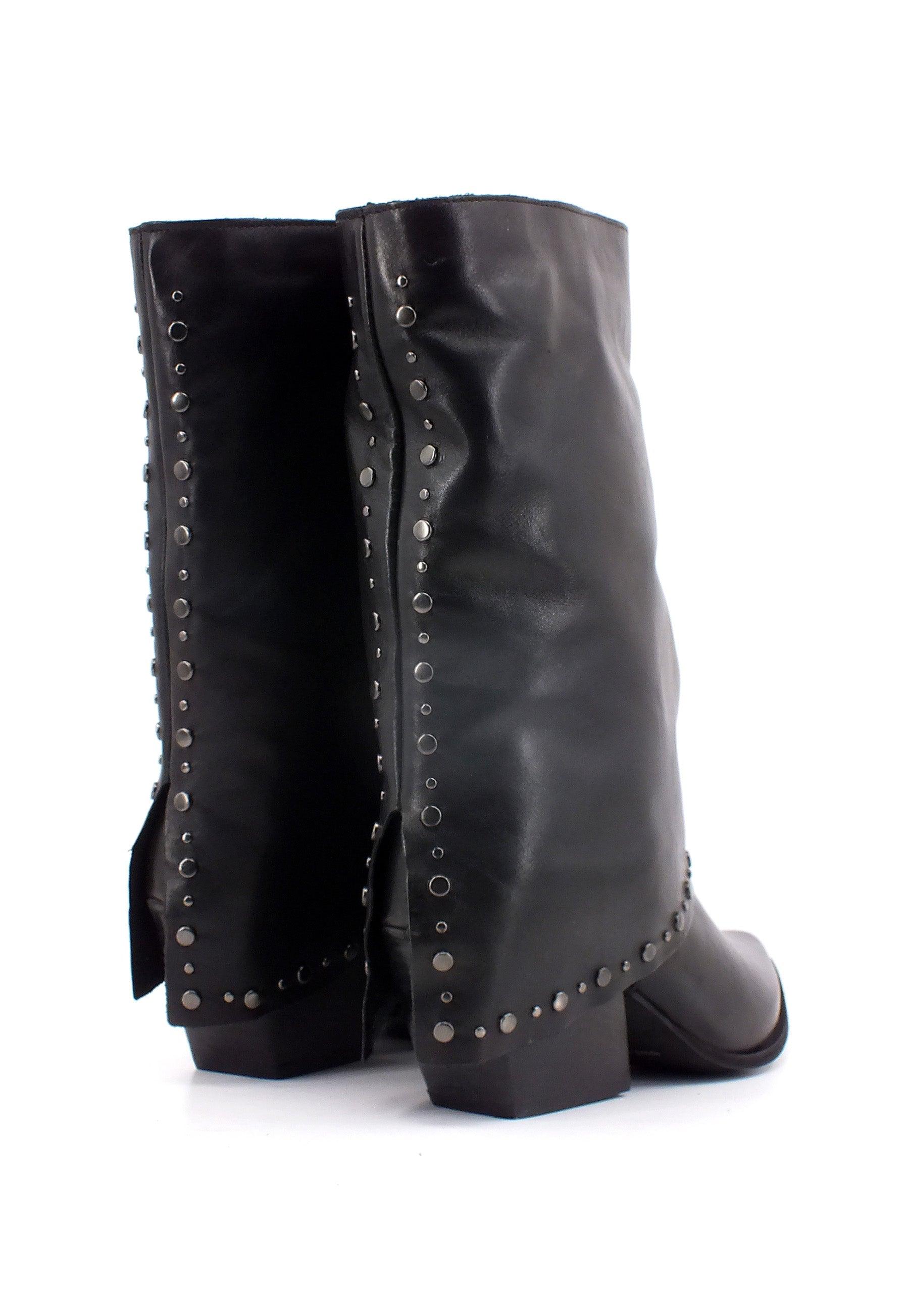 DIVINE FOLLIE Stivaletto Texano Borchie Nero A11 - Sandrini Calzature e Abbigliamento