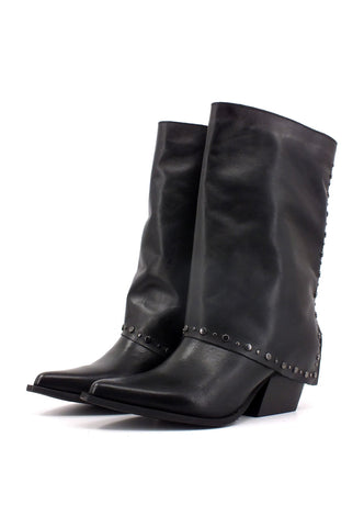DIVINE FOLLIE Stivaletto Texano Borchie Nero A11 - Sandrini Calzature e Abbigliamento