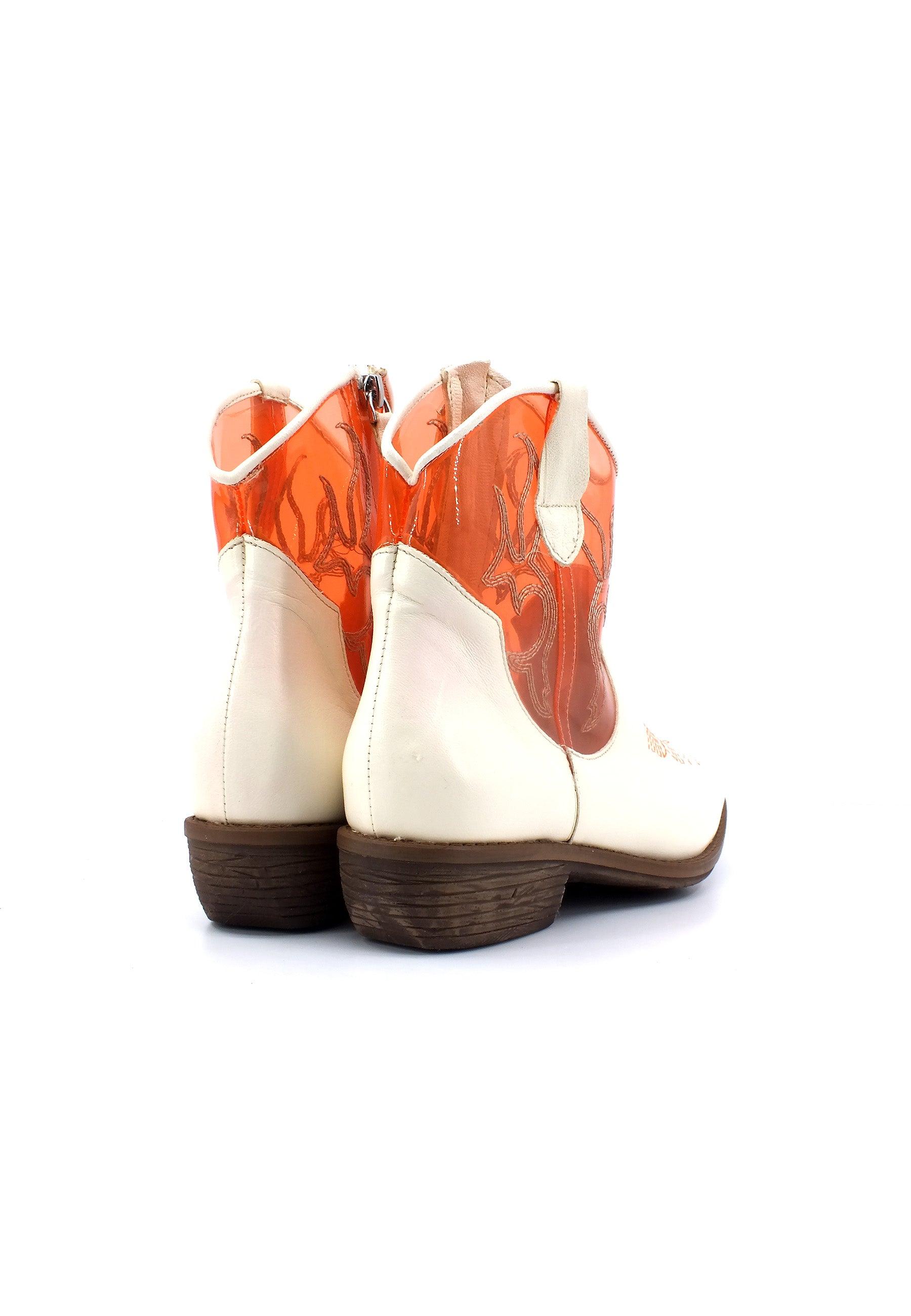 DIVINE FOLLIE Texano Basso Donna Off White Arancio GAIA - Sandrini Calzature e Abbigliamento