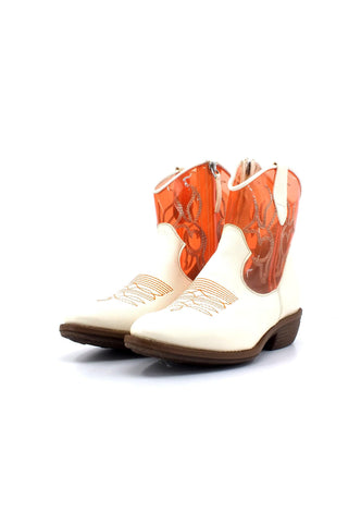DIVINE FOLLIE Texano Basso Donna Off White Arancio GAIA - Sandrini Calzature e Abbigliamento