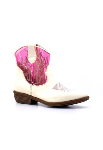 DIVINE FOLLIE Texano Basso Donna Off White Fuxia GAIA5 - Sandrini Calzature e Abbigliamento