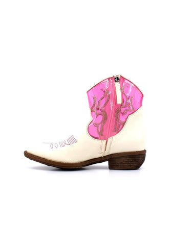 DIVINE FOLLIE Texano Basso Donna Off White Fuxia GAIA5 - Sandrini Calzature e Abbigliamento