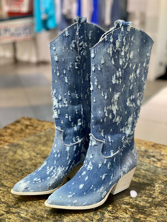 DIVINE FOLLIE Texano Denim Cinturino Lame Blue DF2325 - Sandrini Calzature e Abbigliamento