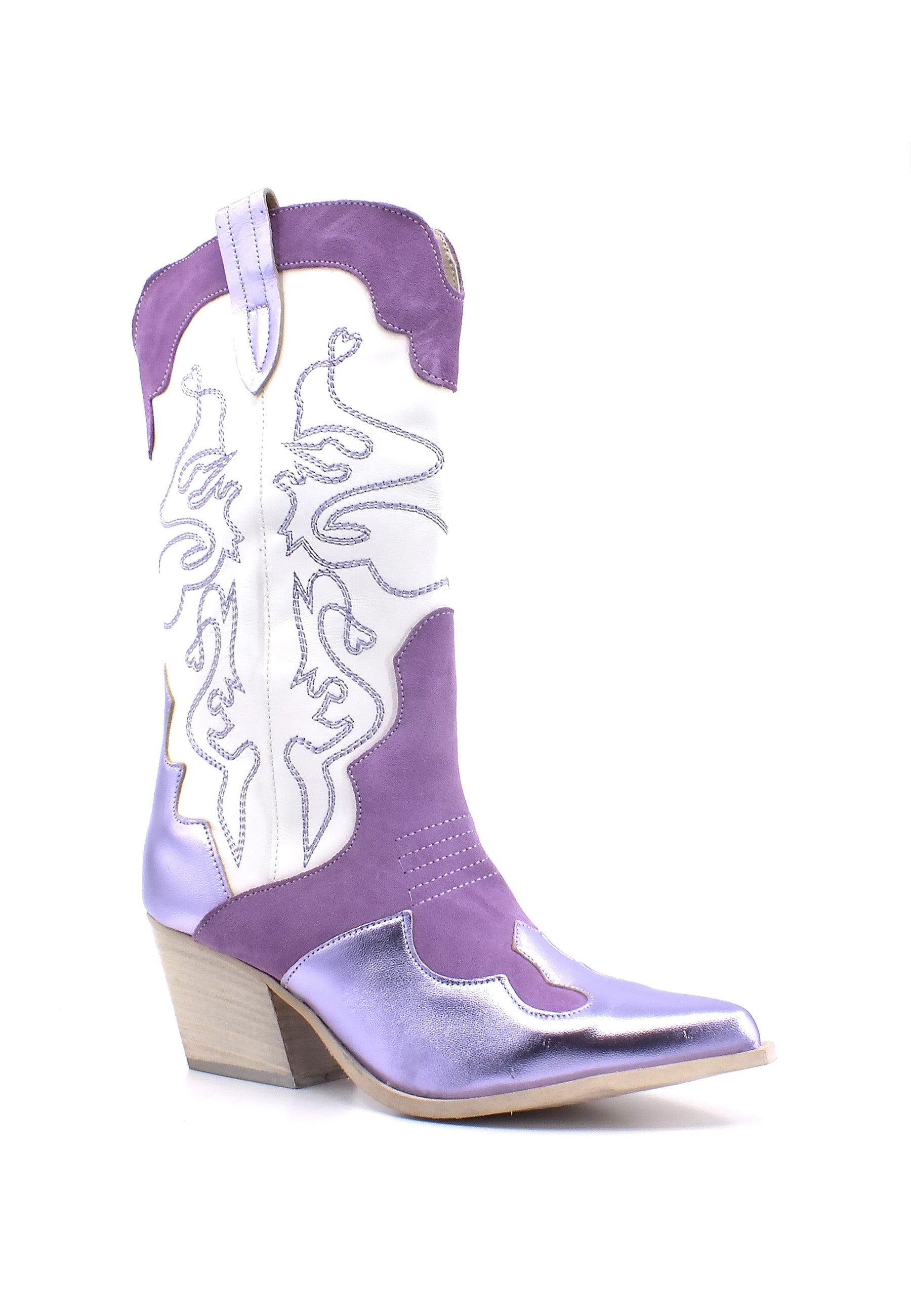 DIVINE FOLLIE Texano Donna Lilla Bianco DF2324L - Sandrini Calzature e Abbigliamento