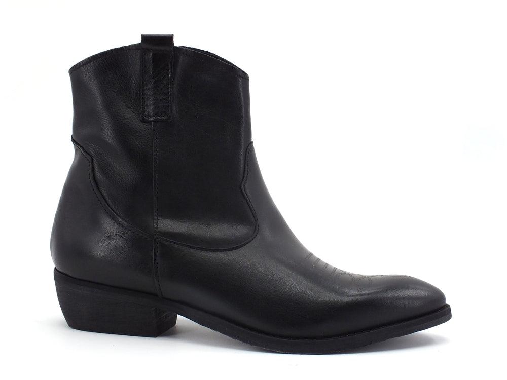 DIVINE FOLLIE Texano Pelle Ricamo Nero DF611 - Sandrini Calzature e Abbigliamento