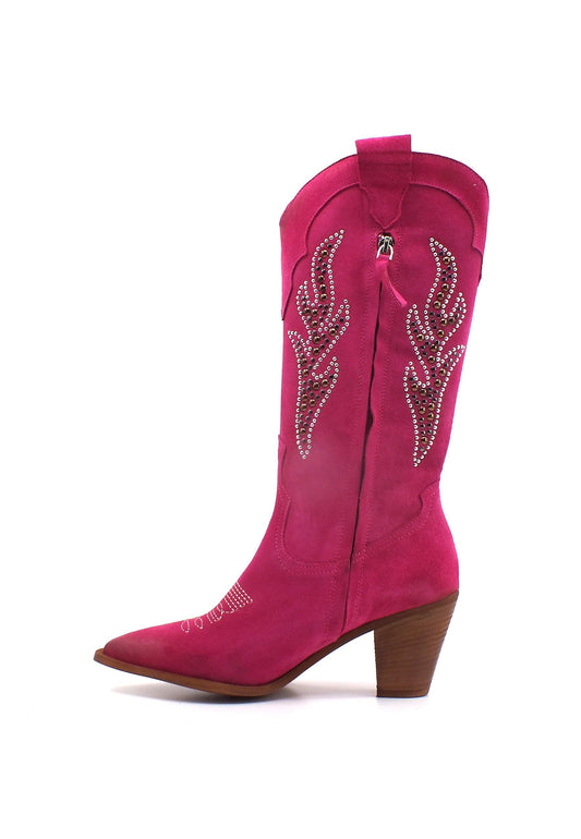 DIVINE FOLLIE Texano Ricamo Donna Fuxia ILARY4 - Sandrini Calzature e Abbigliamento