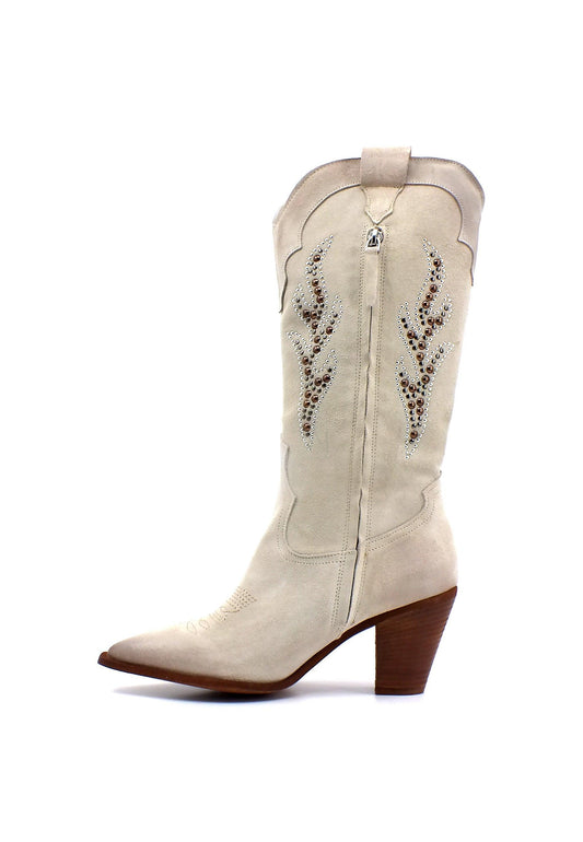 DIVINE FOLLIE Texano Ricamo Donna Panna ILARY4 - Sandrini Calzature e Abbigliamento