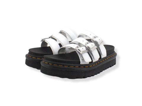 DR. MARTENS Blaire Slide 3 Fibbie Ciabatta Donna White BLAIRE-25456100 - Sandrini Calzature e Abbigliamento