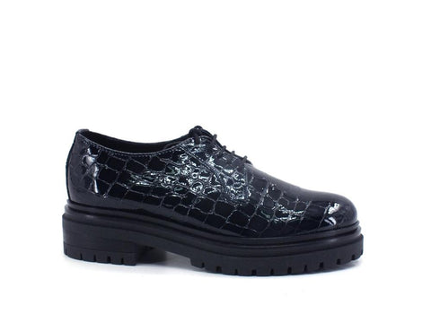 E'MIA Derby Stringata Vernice Blue MARINA - Sandrini Calzature e Abbigliamento