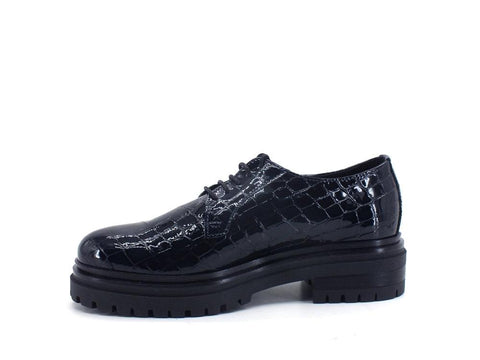 E'MIA Derby Stringata Vernice Blue MARINA - Sandrini Calzature e Abbigliamento