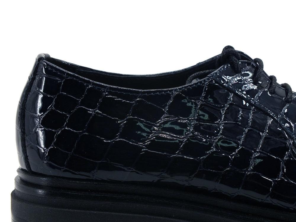 E'MIA Derby Stringata Vernice Blue MARINA - Sandrini Calzature e Abbigliamento