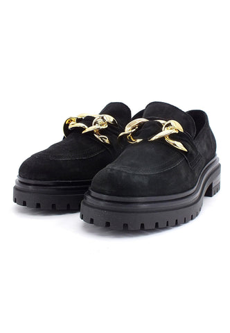 E' MIA Mocassino Fibbia Gold Donna Nero CALLA - Sandrini Calzature e Abbigliamento