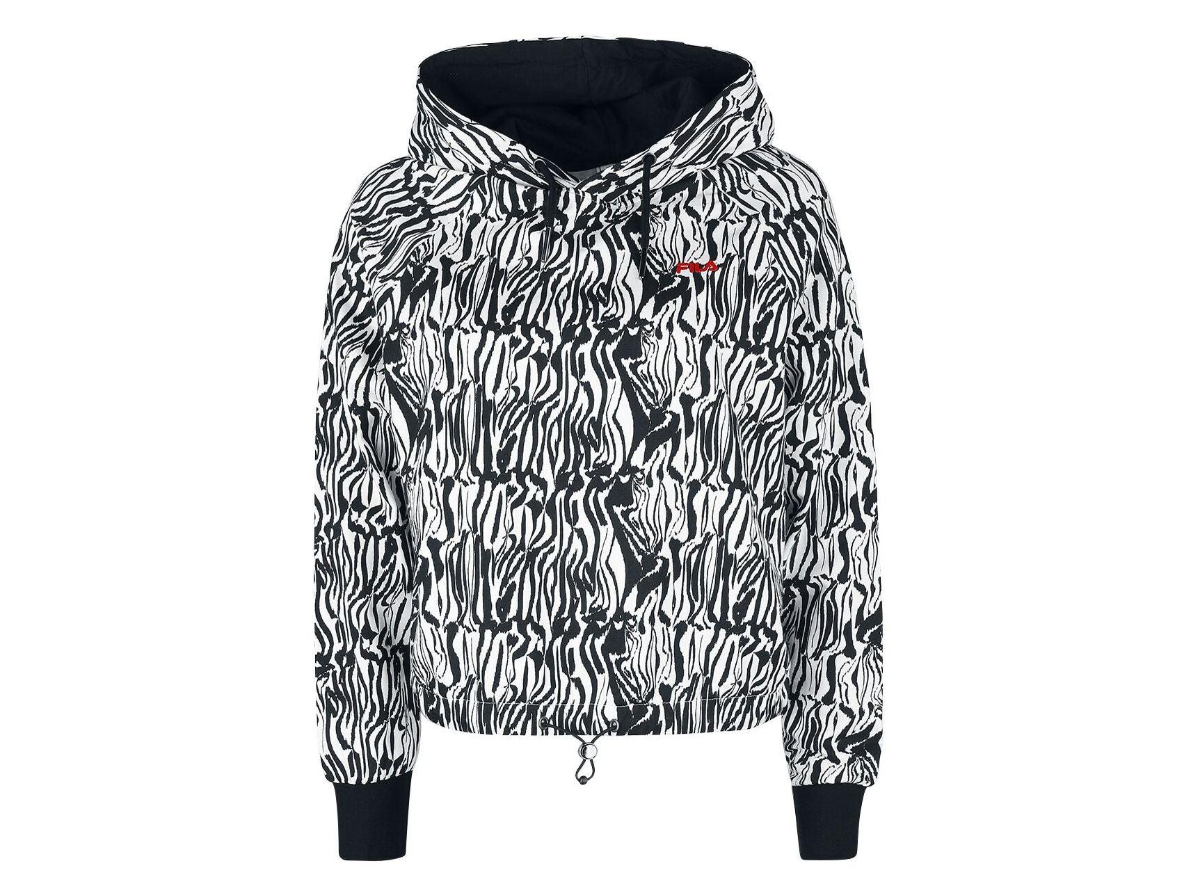 FILA Breza AOP Felpa Zebra Cropped Donna Abstrack Bianco Nero FAW0125 - Sandrini Calzature e Abbigliamento
