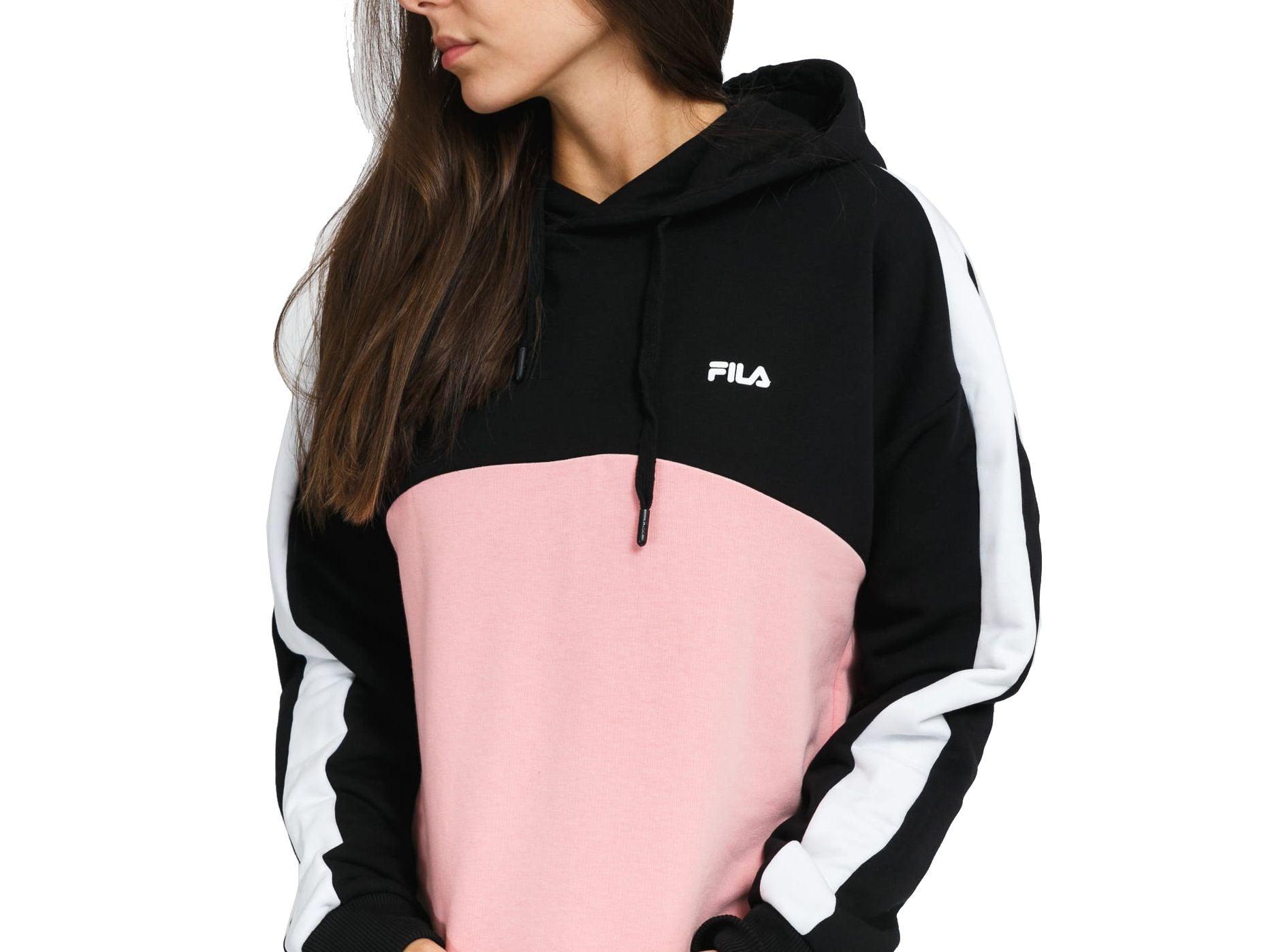 FILA Women Damita Hoody Felpa Cappuccio Black Peony White 688999 - Sandrini Calzature e Abbigliamento